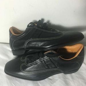New Hermes H Sneakers Black Leather Shoes 37
